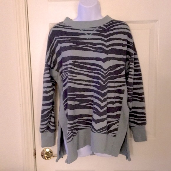 Sage Green Animal Print Sweatshirt - Picture 2 of 15